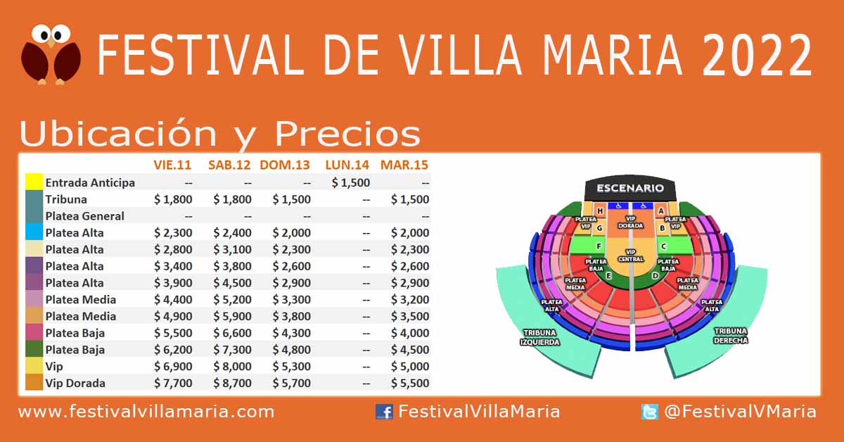Precios Entradas Festival Villa Maria 2022