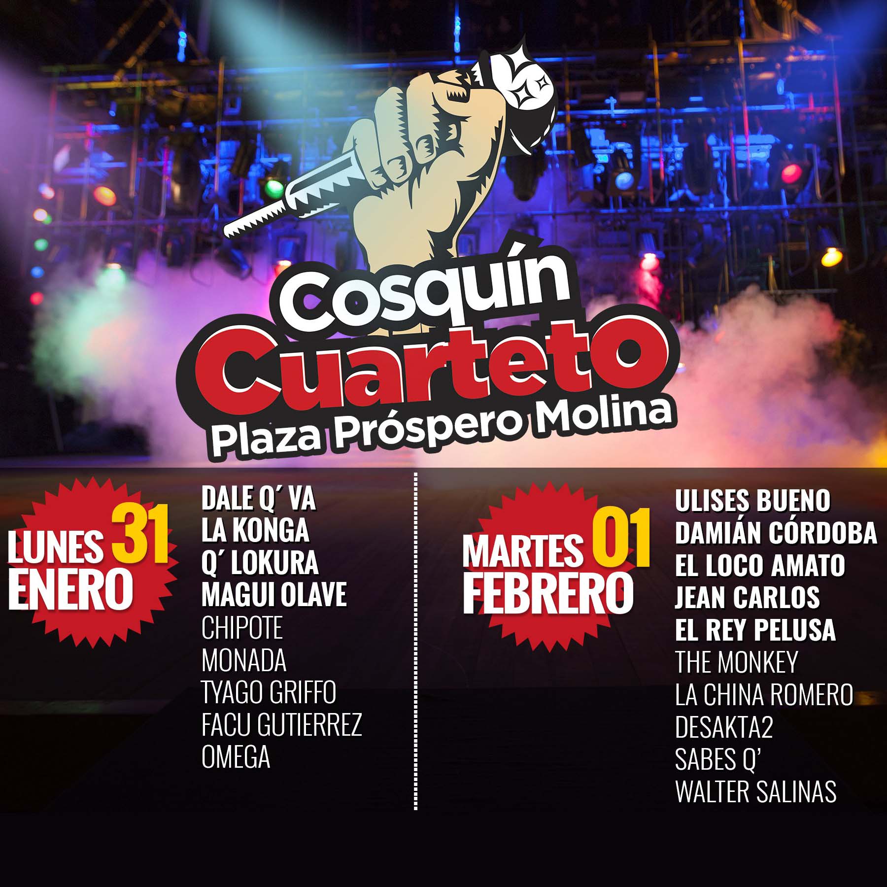 Grilla Artistas Cosquin Cuarteto 2022