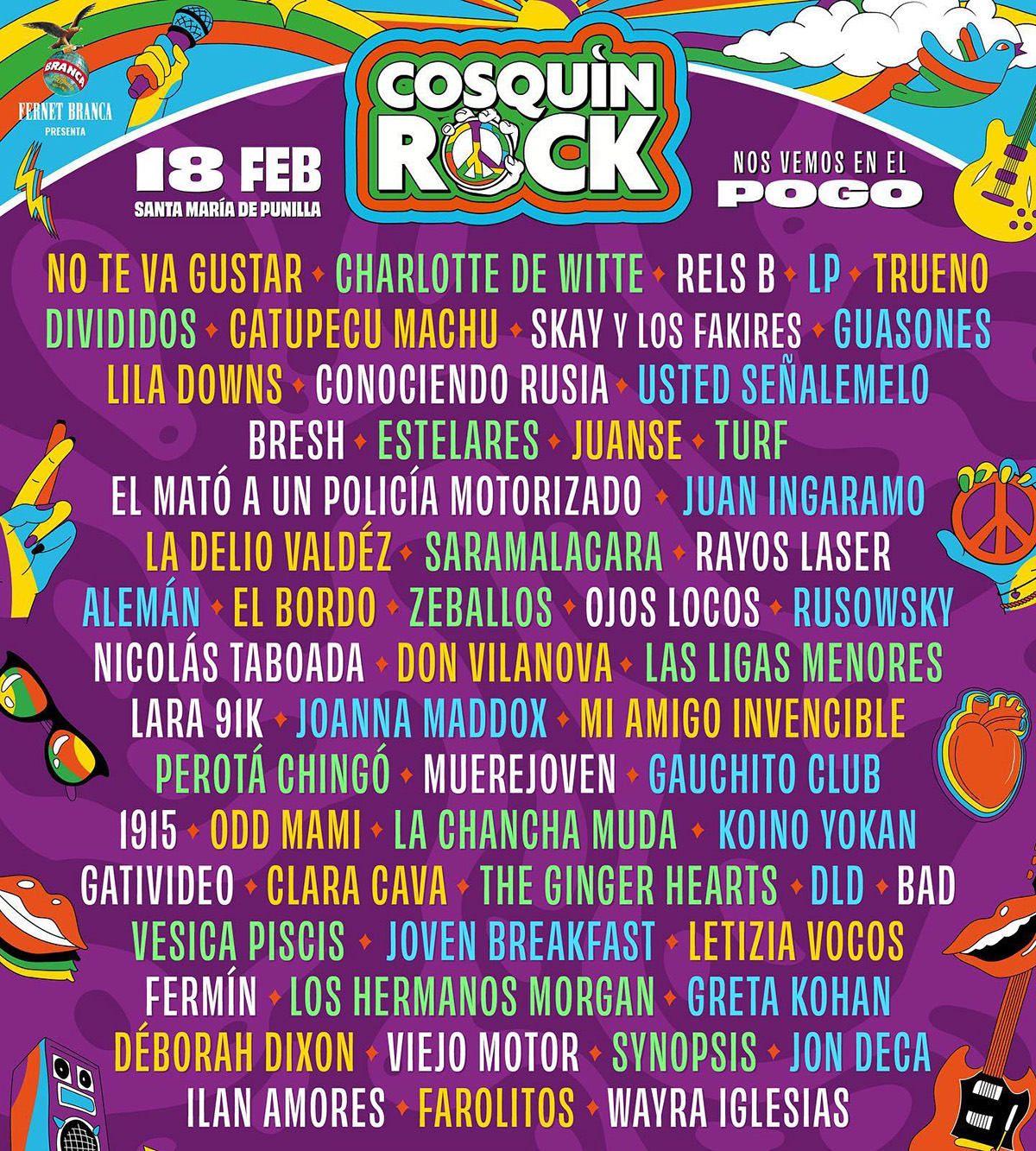 Grilla Cosquín Rock 2023 - Line Up Día Sábado 19 de Febrero de 2023