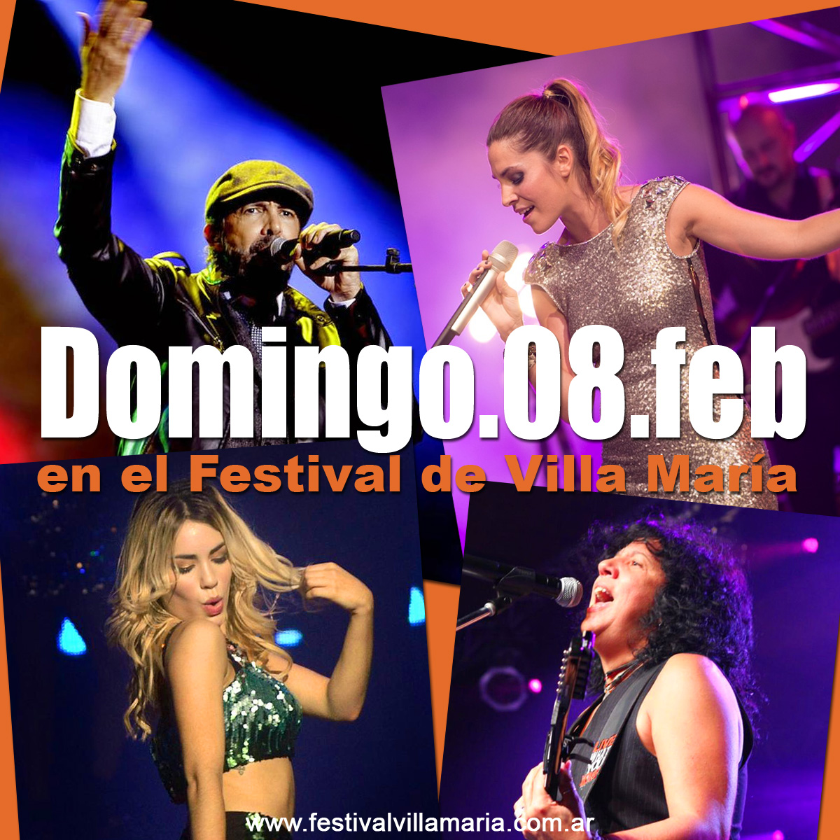 Grilla Artistas Festival Villa Maria Domingo 8 de Febrero de 2015